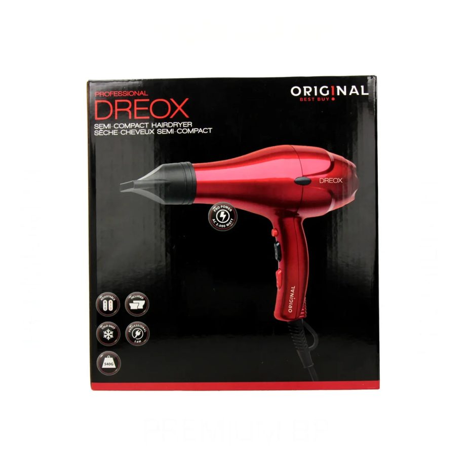Dreox Hairdryer Red 2000 W
